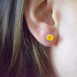 2 Ct Yellow Citrine Bezel Round Earrings